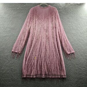 River Island Plus Sequin Embellished Shift Mini Dress Bright Pink 20W